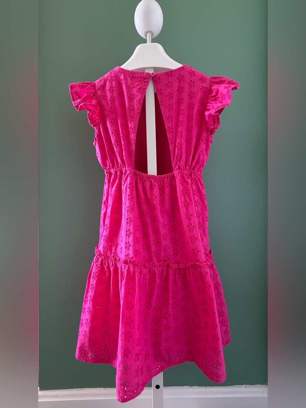 Crewcuts Girls Hot Pink Eyelet Flutter Sleeve Dress - Picture 2 of 9